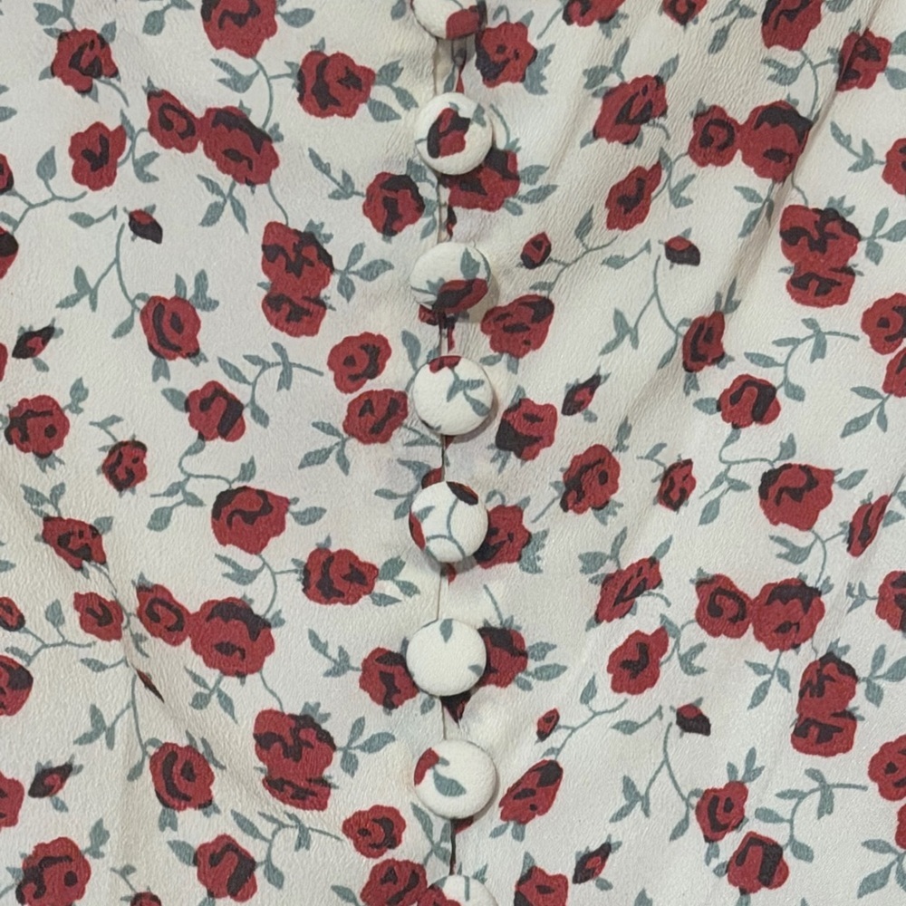 Brandy Melville Red and White Floral Blouse - Picture 7 of 8